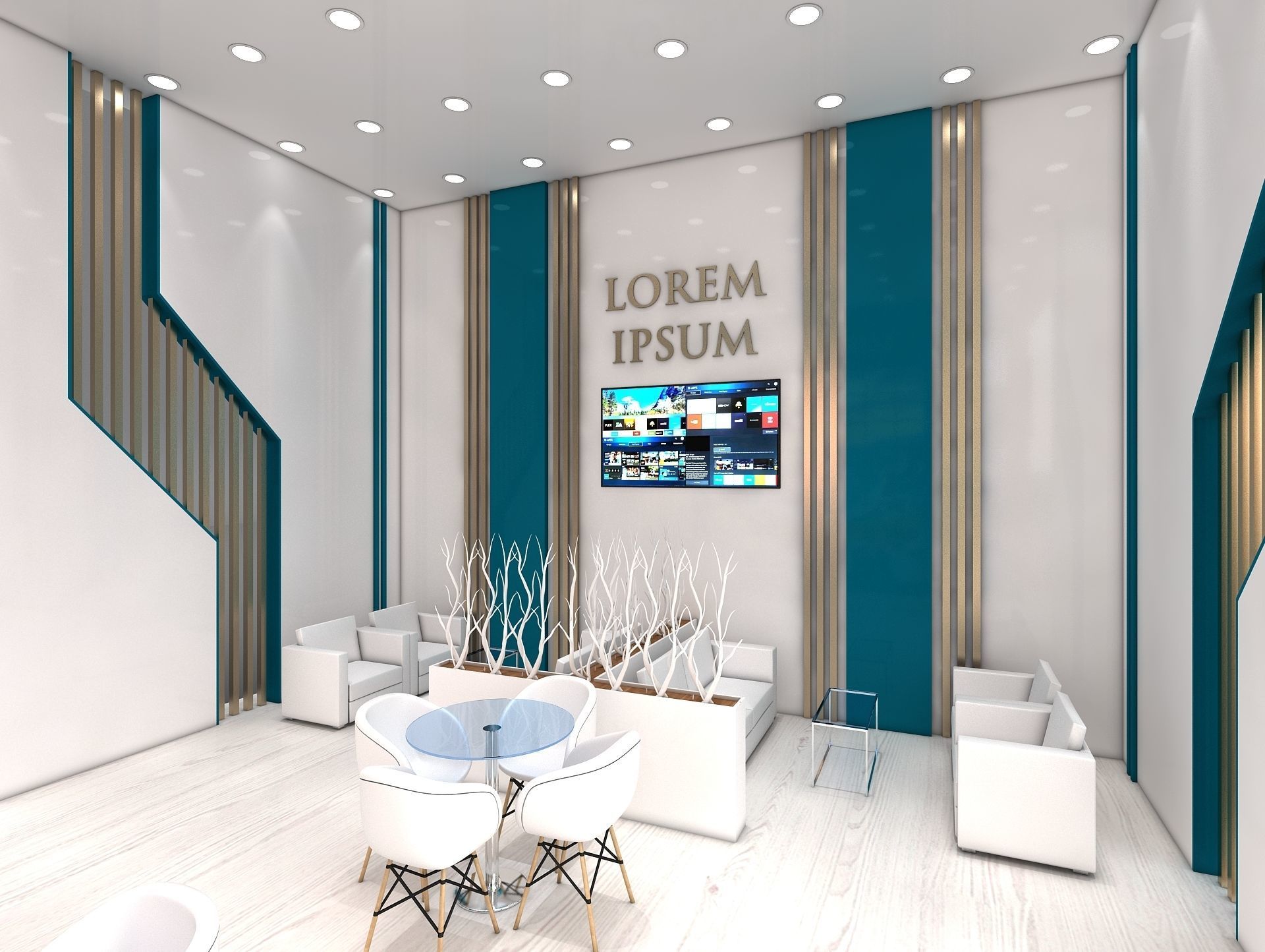 Exhibition Booth Stand Stall 10x7m Height 500 cm 3 Side Open 3D model_7