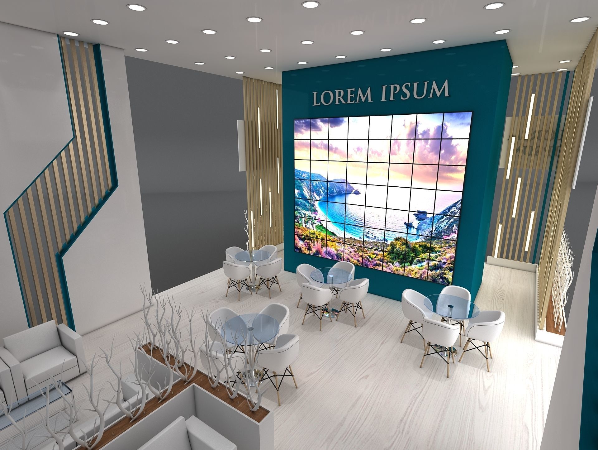 Exhibition Booth Stand Stall 10x7m Height 500 cm 3 Side Open 3D model_8