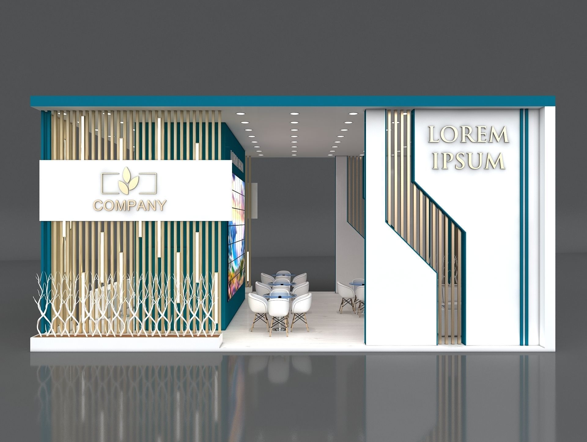 Exhibition Booth Stand Stall 10x7m Height 500 cm 3 Side Open 3D model_6