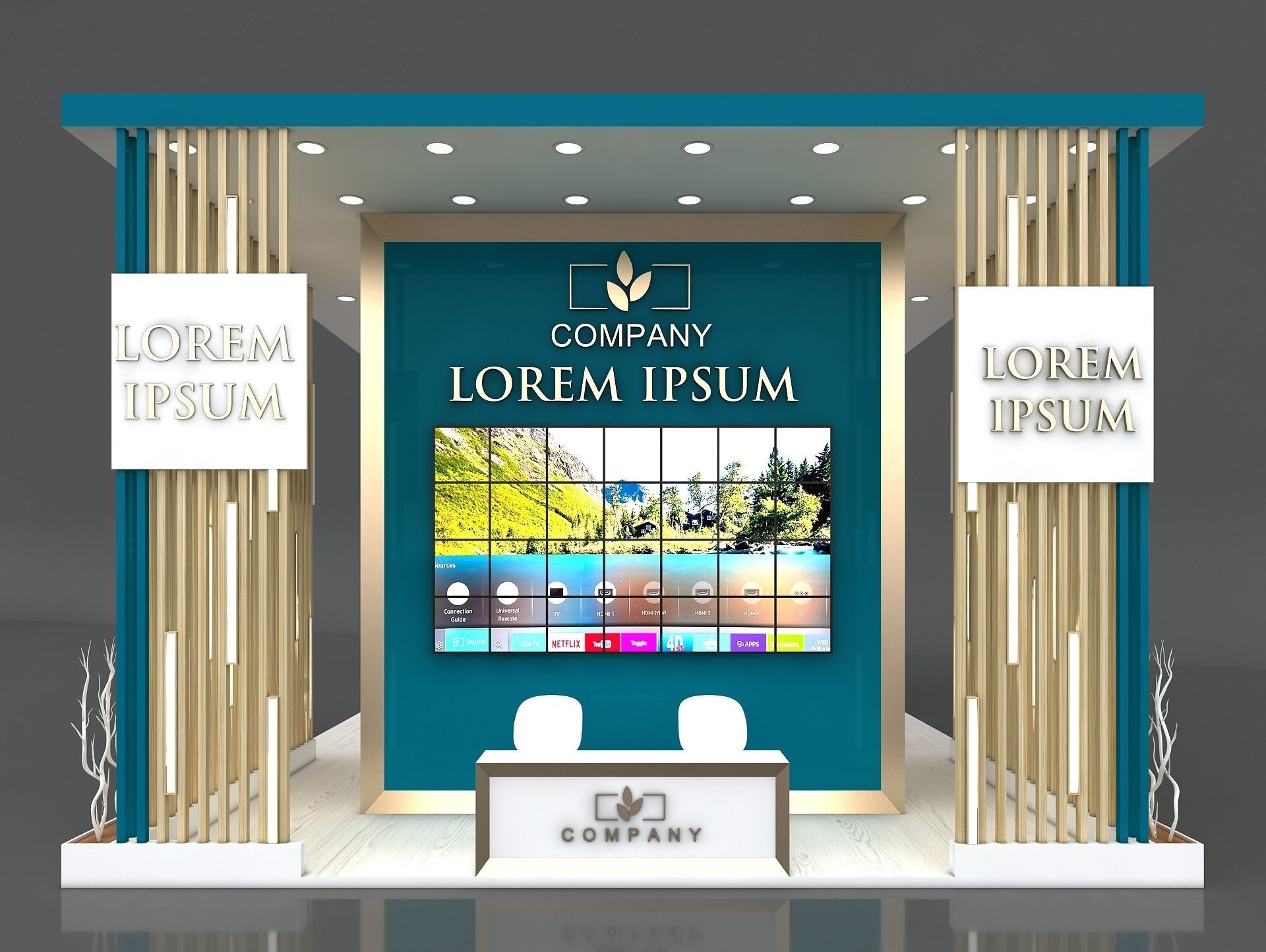 Exhibition Booth Stand Stall 10x7m Height 500 cm 3 Side Open 3D model_2