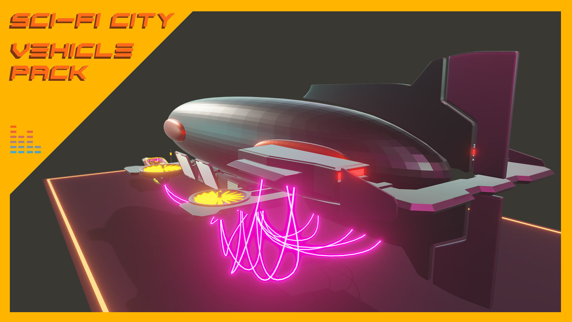 Scifi City Vehicles Asset Pack Low-poly 3D model_14