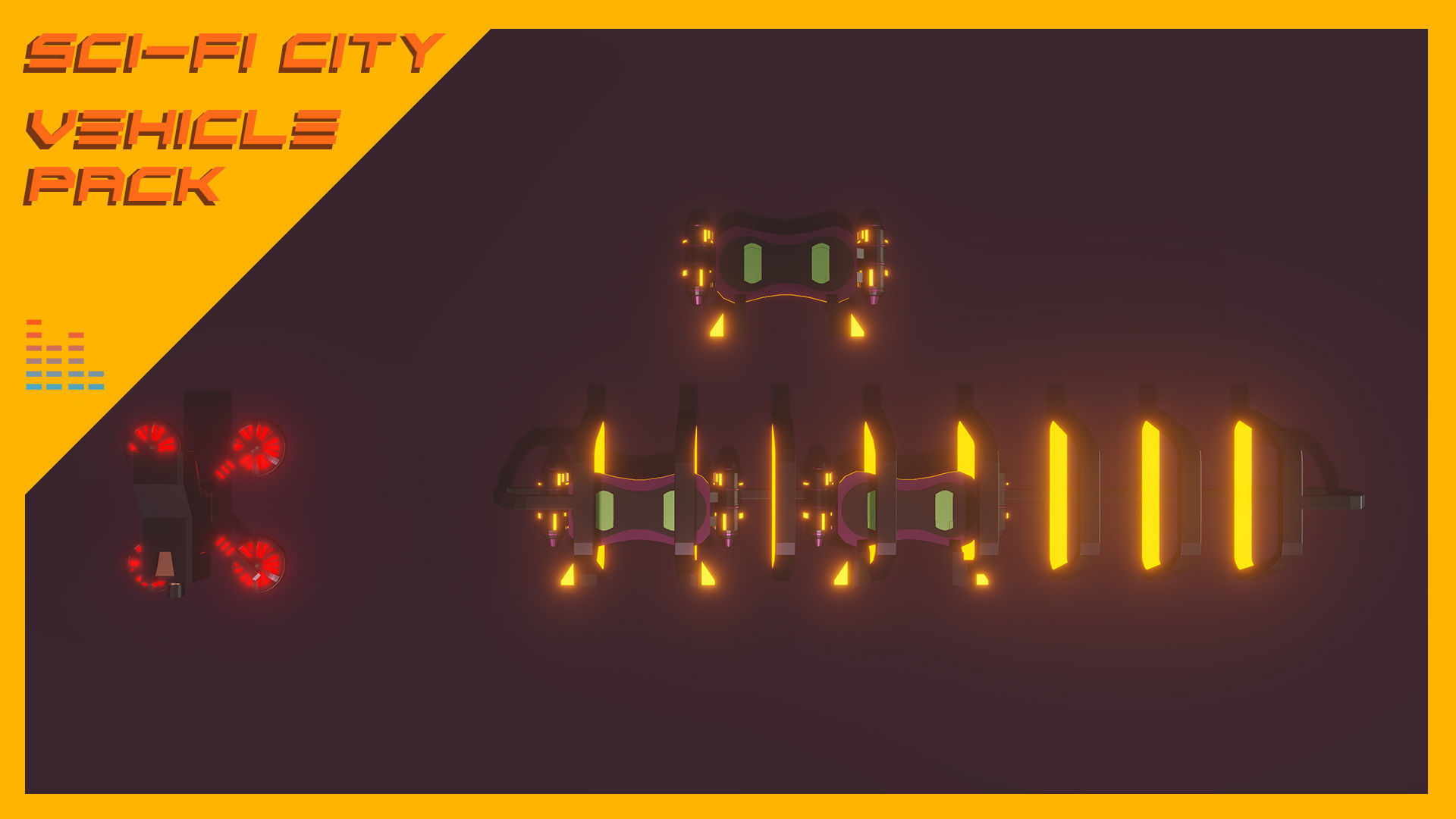 Scifi City Vehicles Asset Pack Low-poly 3D model_1