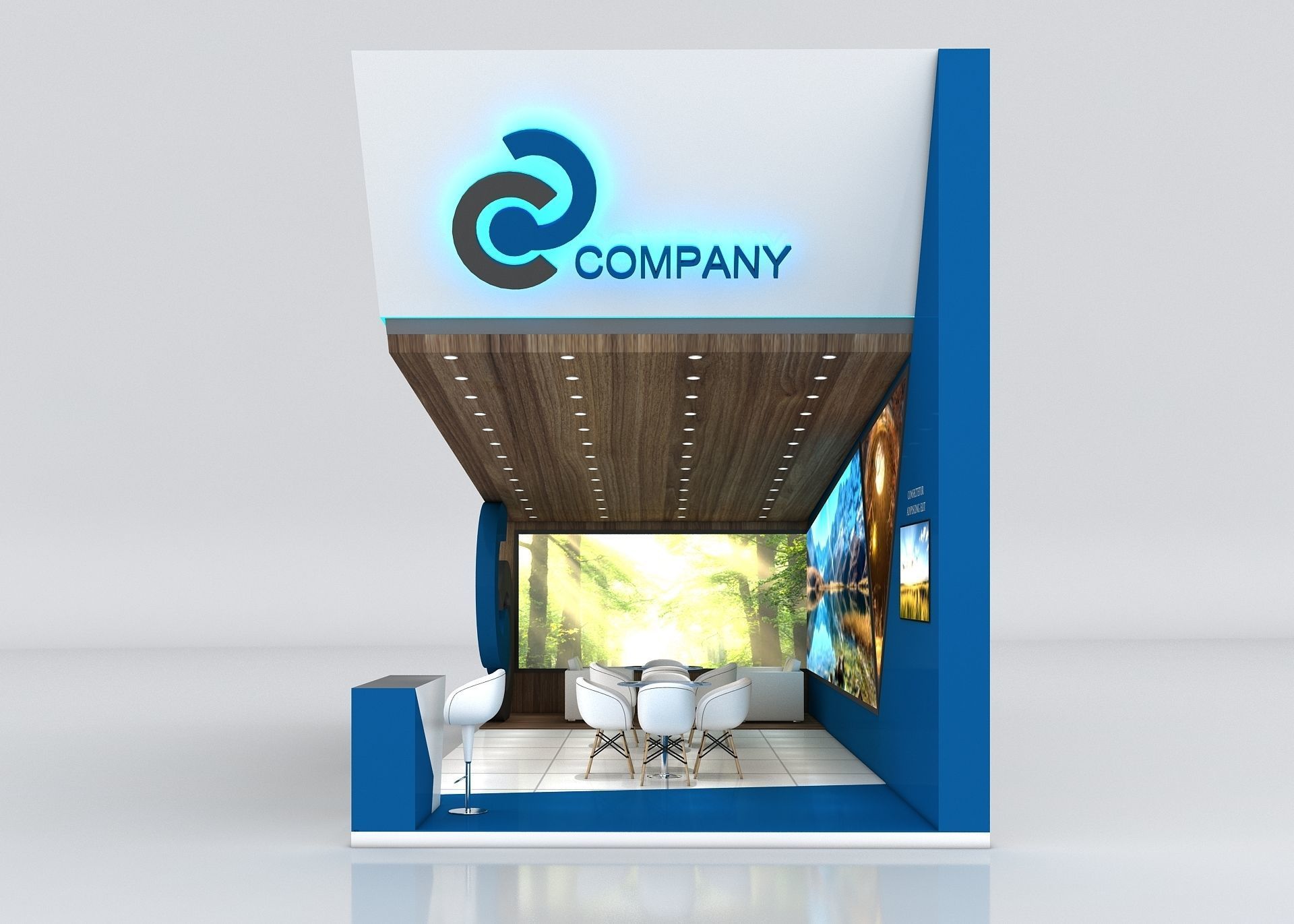 Booth Exhibition Stand Stall 9x4m Height 500 cm 2 Side Open 3D model_2