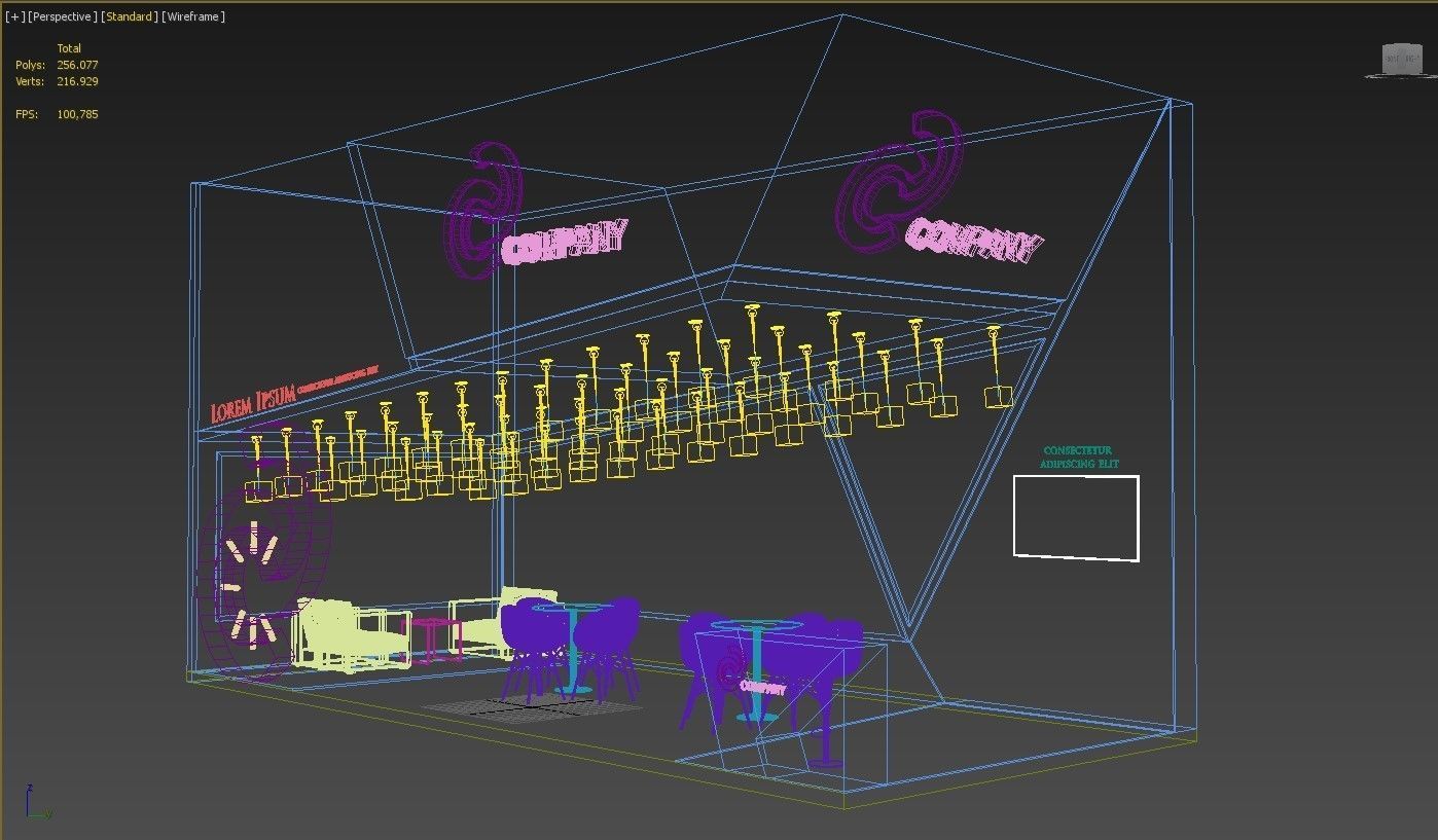 Booth Exhibition Stand Stall 9x4m Height 500 cm 2 Side Open 3D model_6