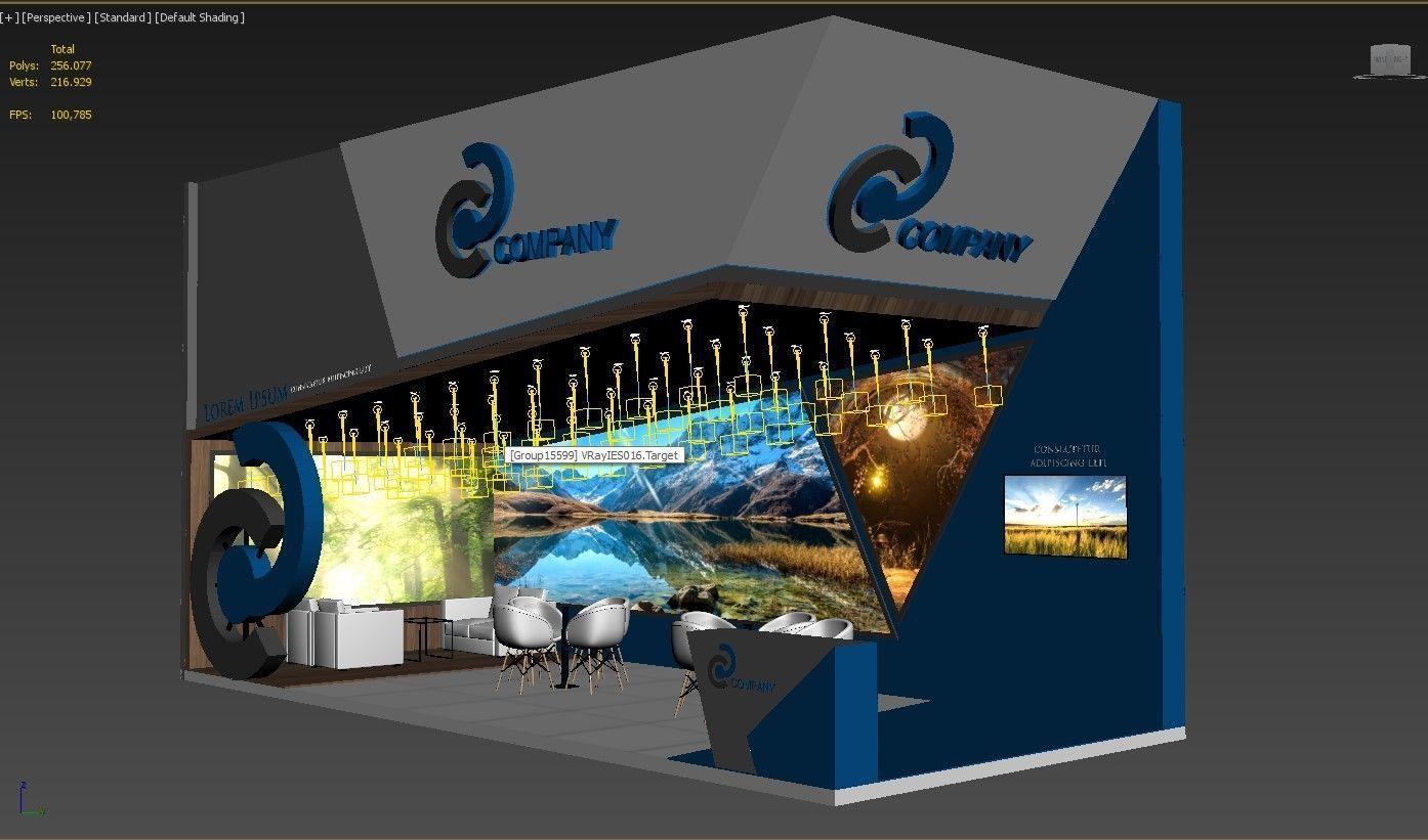 Booth Exhibition Stand Stall 9x4m Height 500 cm 2 Side Open 3D model_5