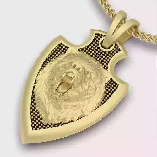 Bear shield silver gold jewelry 3D printable 3D model