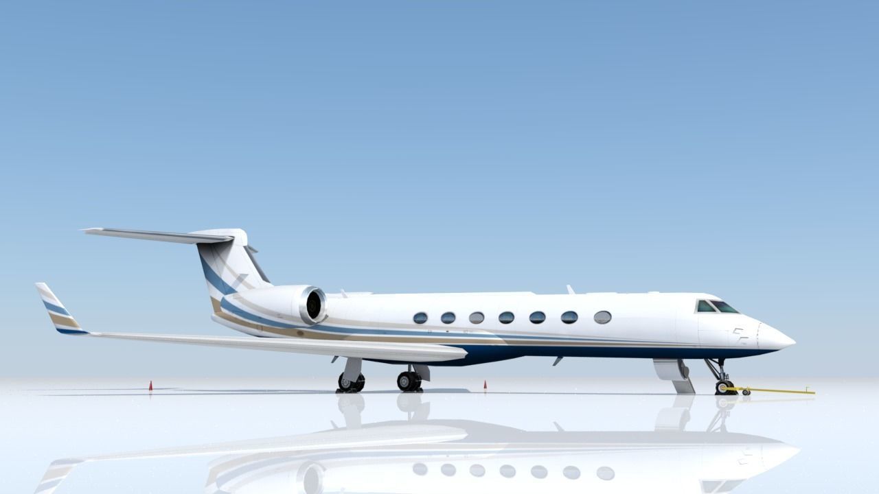 G550 Low Poly Static Aircraft Blank Low-poly 3D model_7