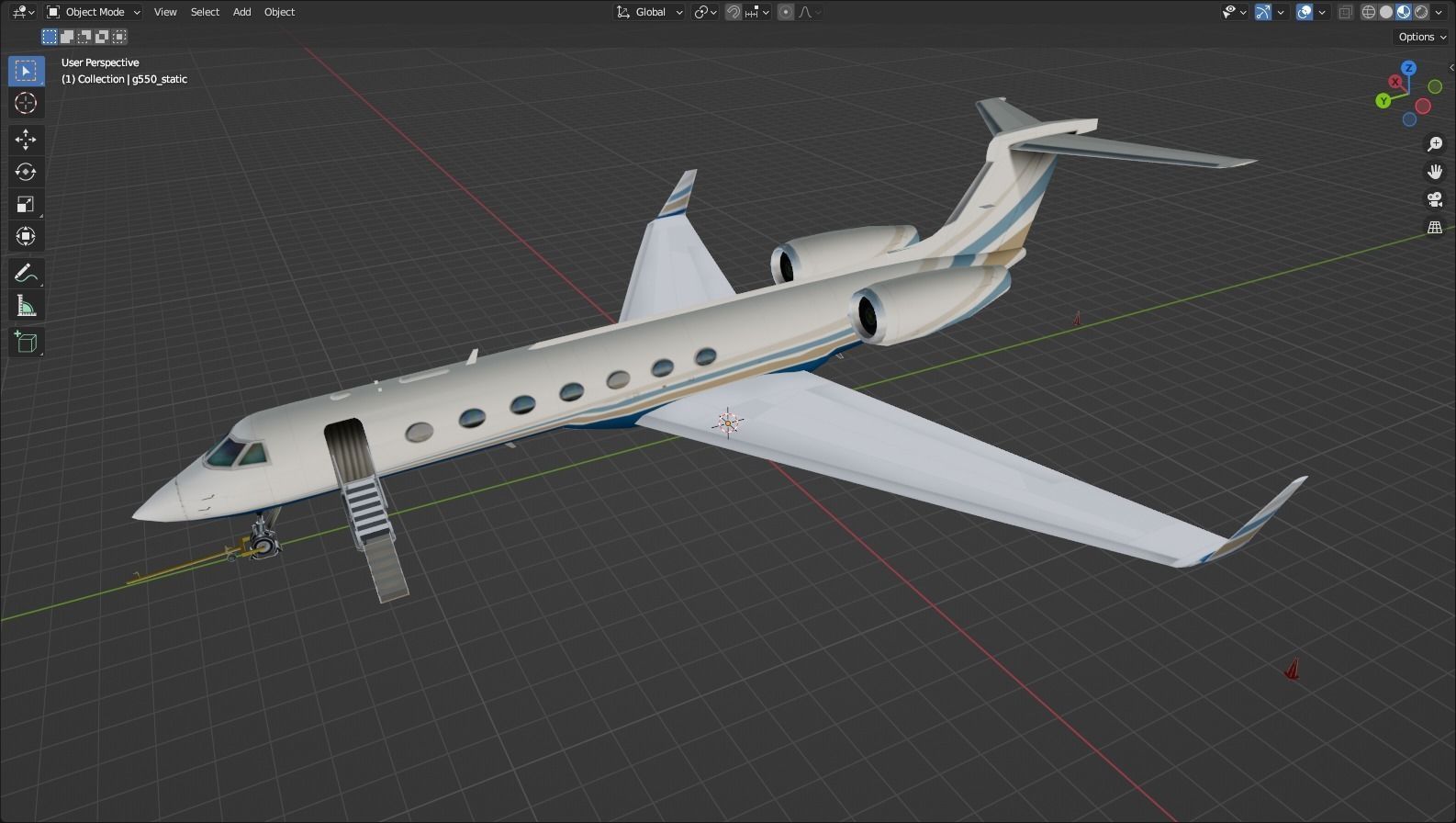 G550 Low Poly Static Aircraft Blank Low-poly 3D model_10