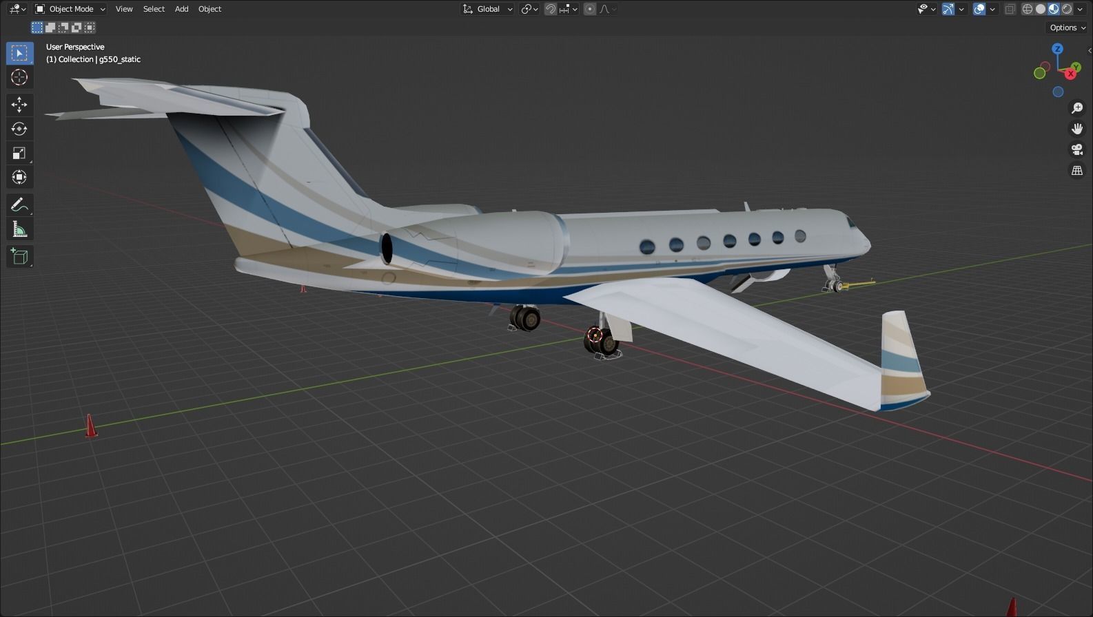 G550 Low Poly Static Aircraft Blank Low-poly 3D model_11