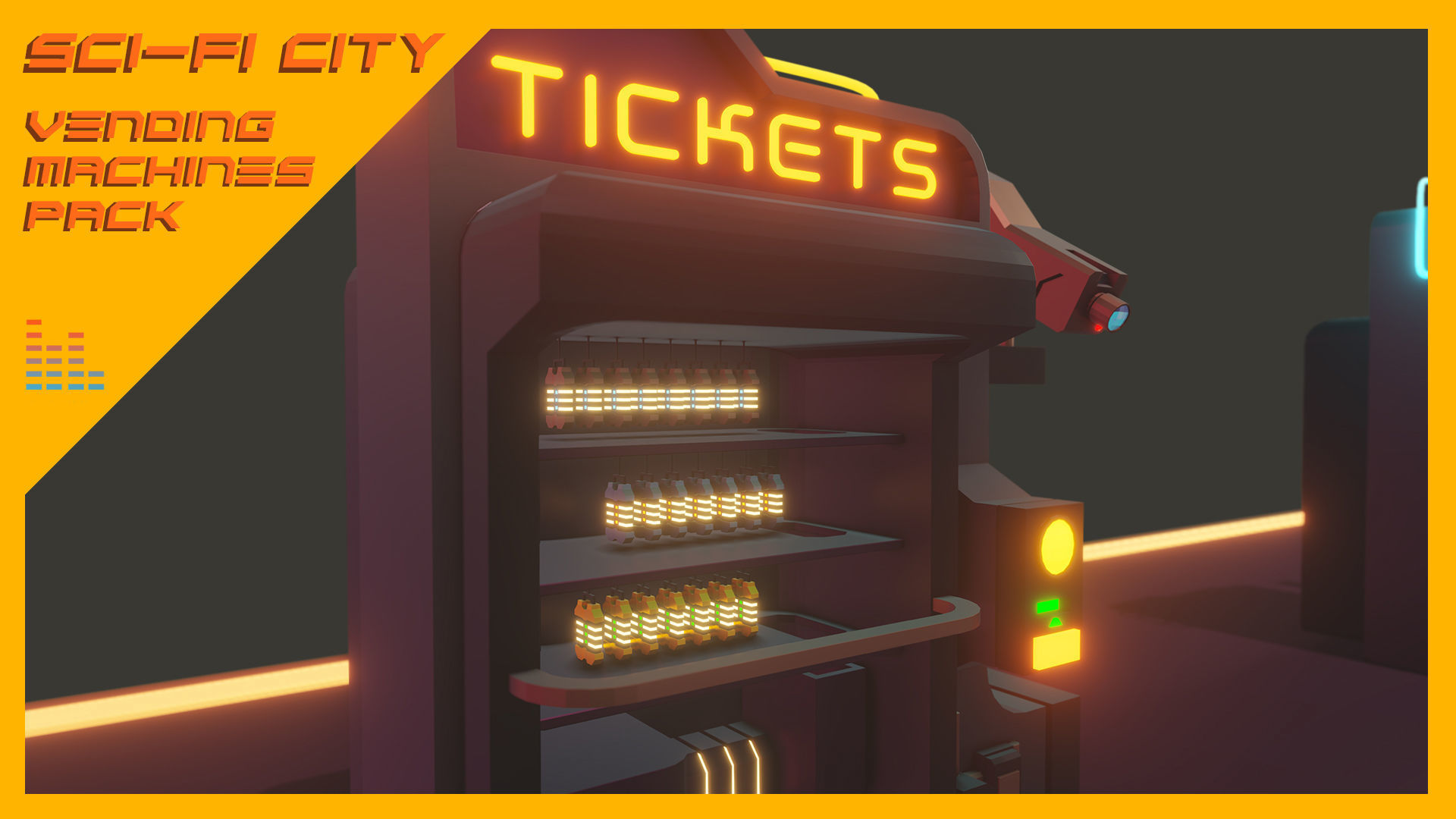 Scifi City Vending Machines Asset Pack Low-poly 3D model_6