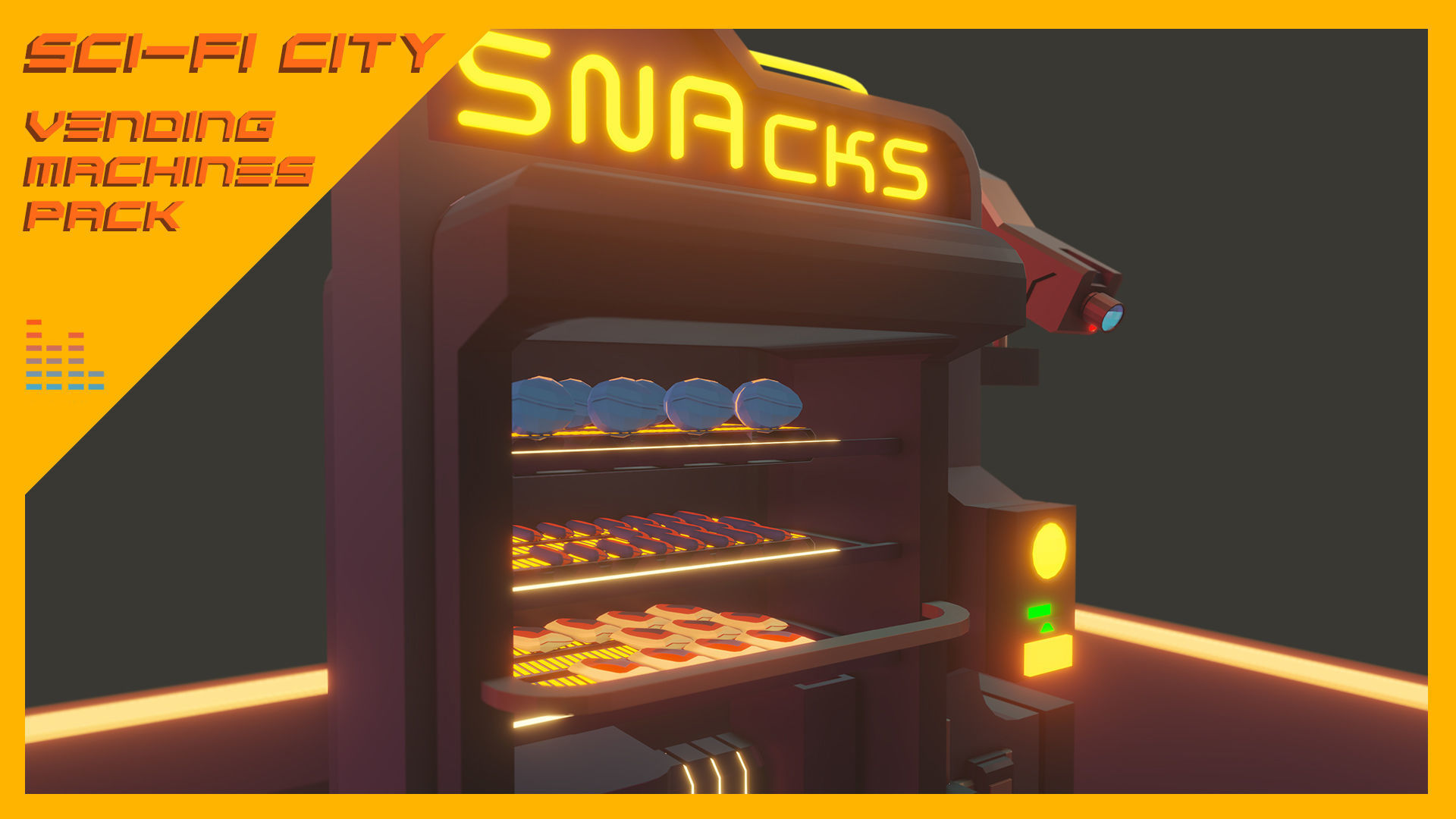 Scifi City Vending Machines Asset Pack Low-poly 3D model_9