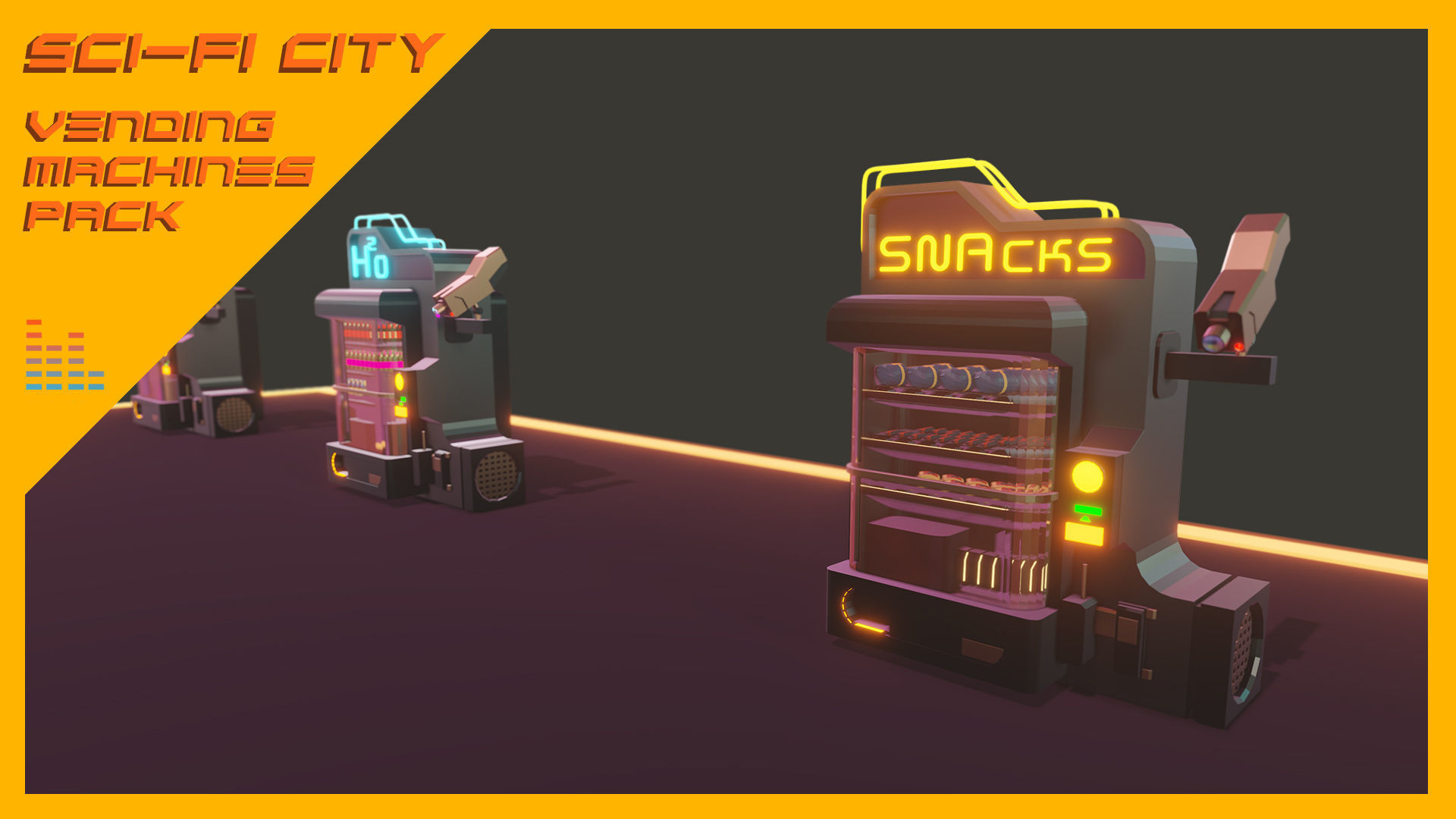 Scifi City Vending Machines Asset Pack Low-poly 3D model_1