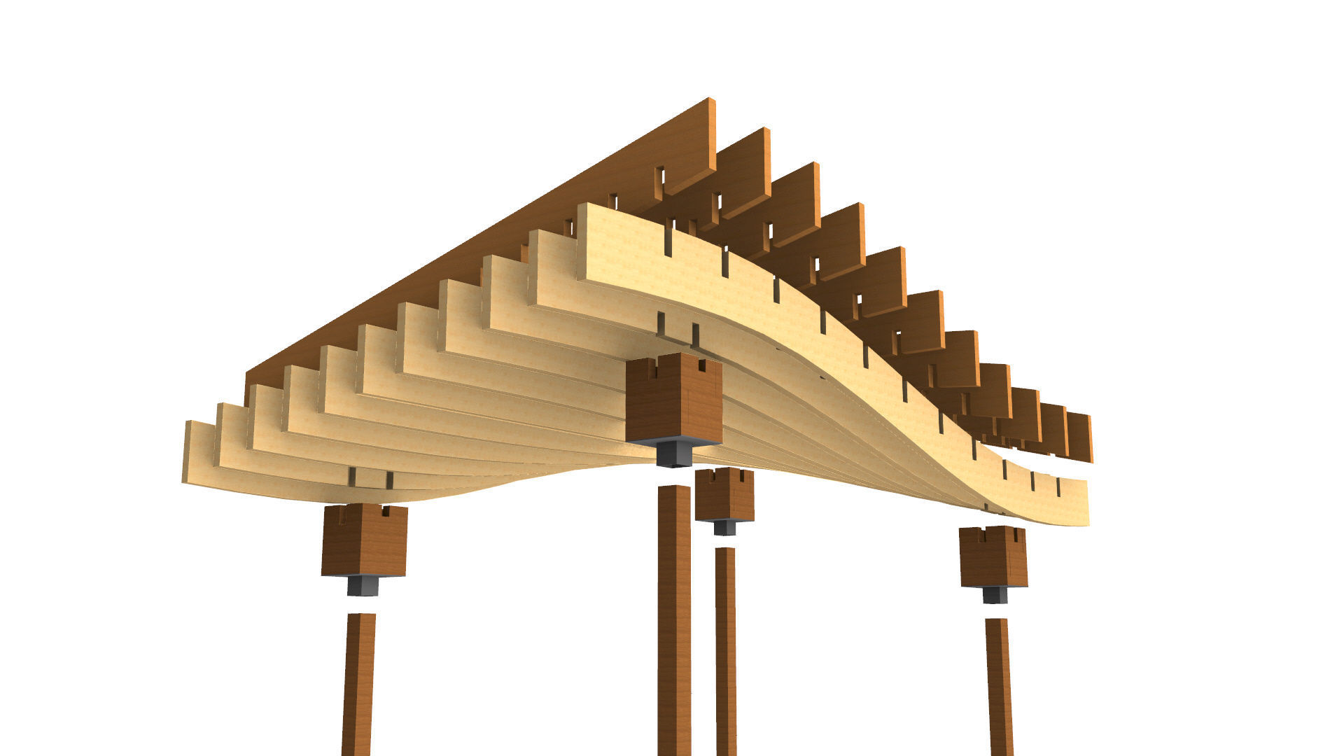 Wavy Parametric Pergola 01 3D model_12