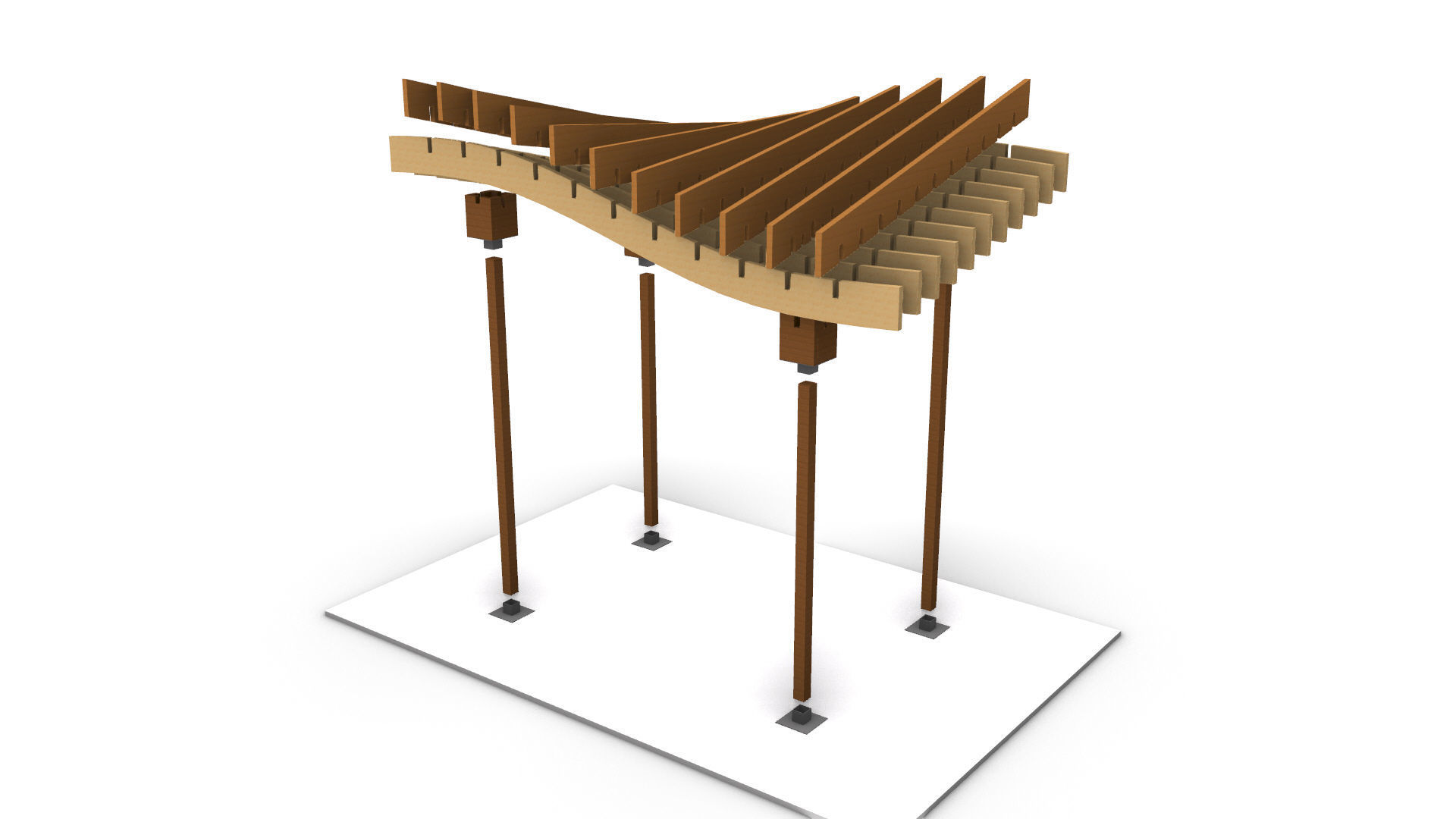 Wavy Parametric Pergola 01 3D model_14
