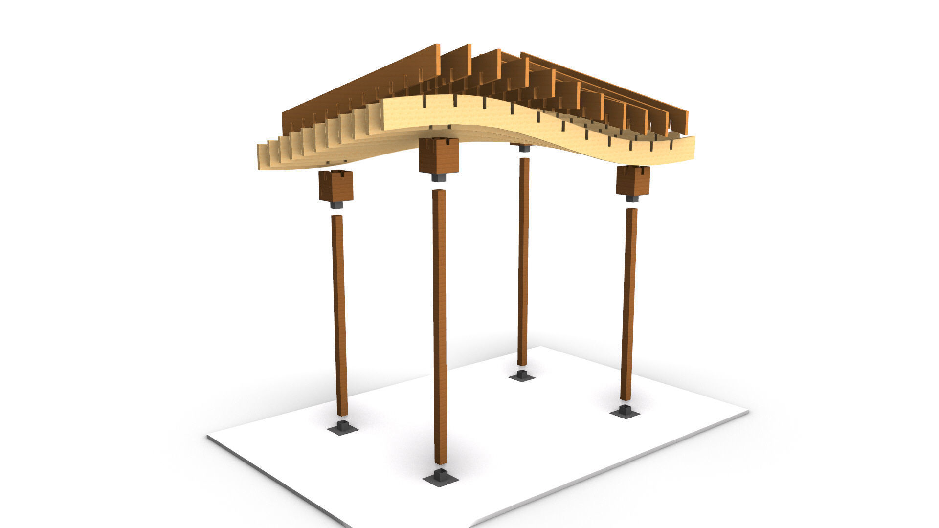 Wavy Parametric Pergola 01 3D model_15