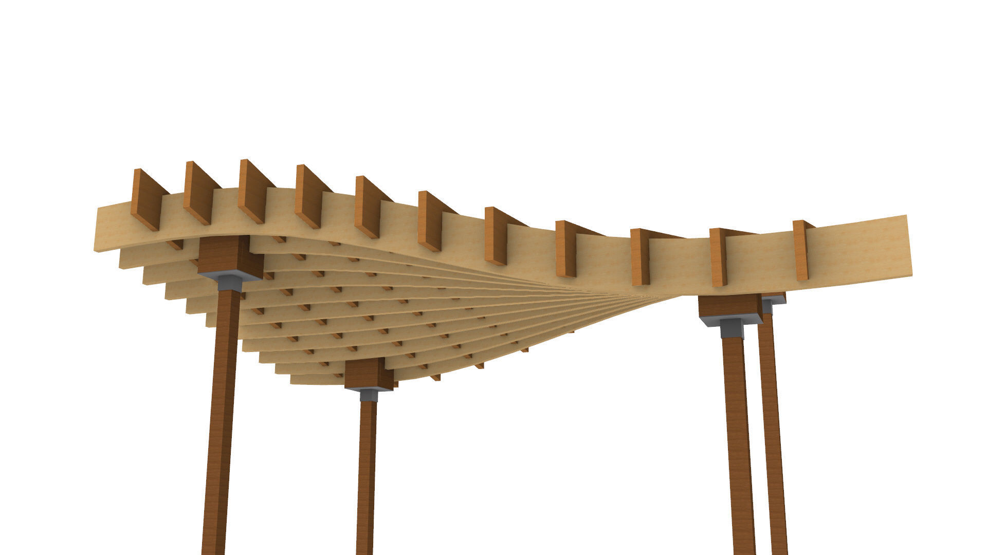 Wavy Parametric Pergola 01 3D model_7