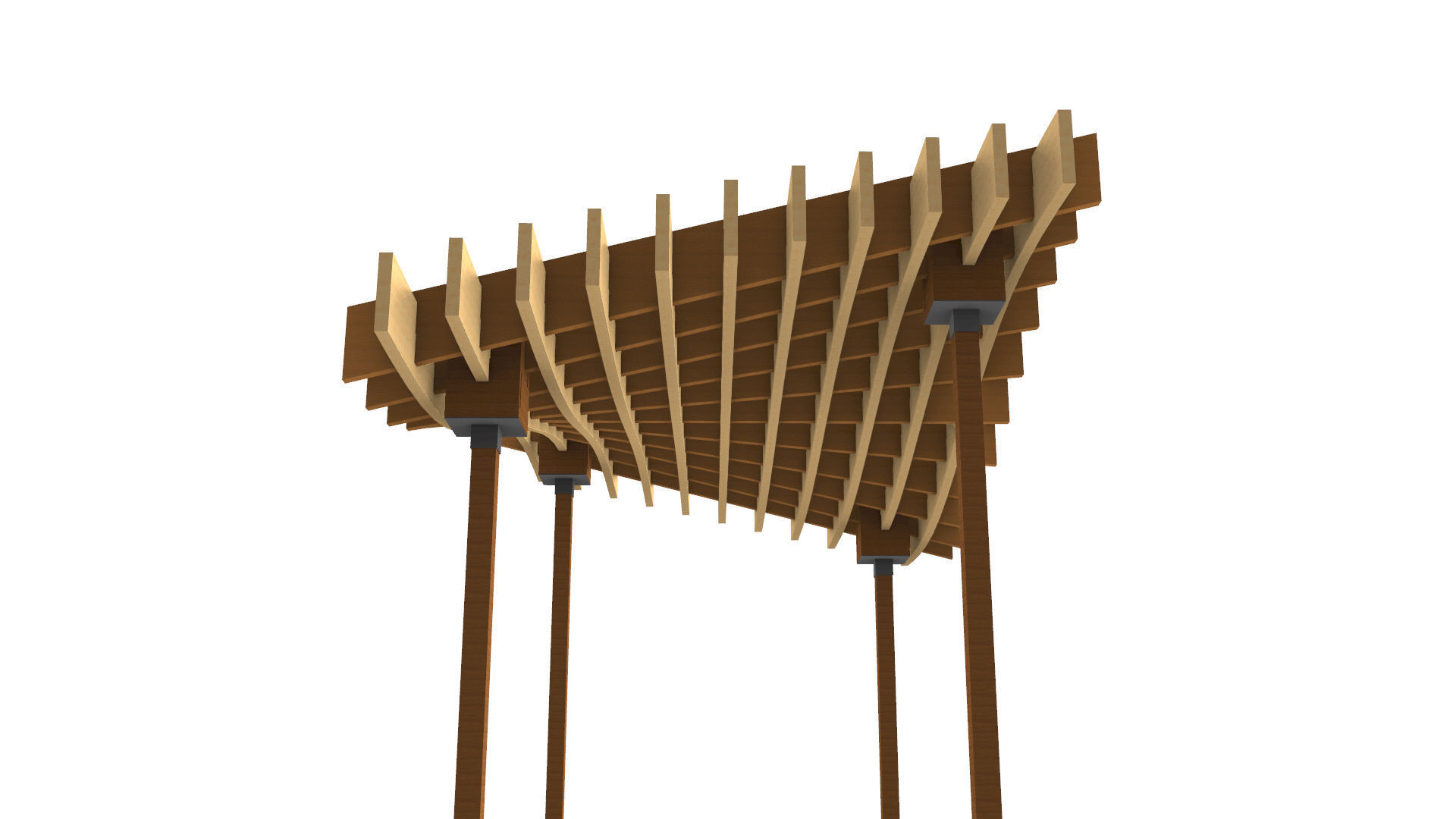 Wavy Parametric Pergola 01 3D model_11