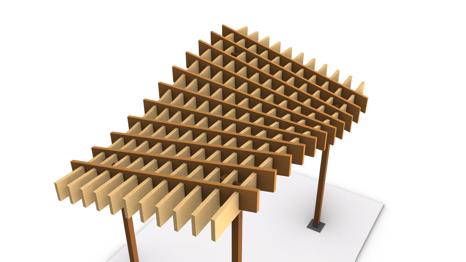 Wavy Parametric Pergola 01 3D model_10