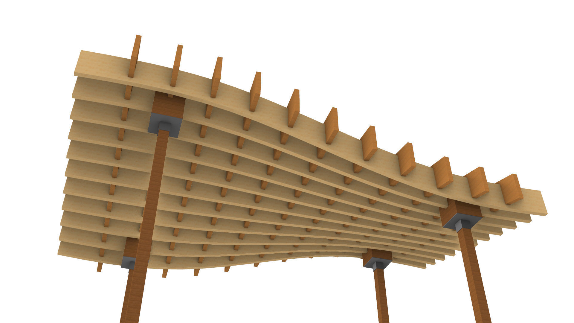 Wavy Parametric Pergola 01 3D model_8