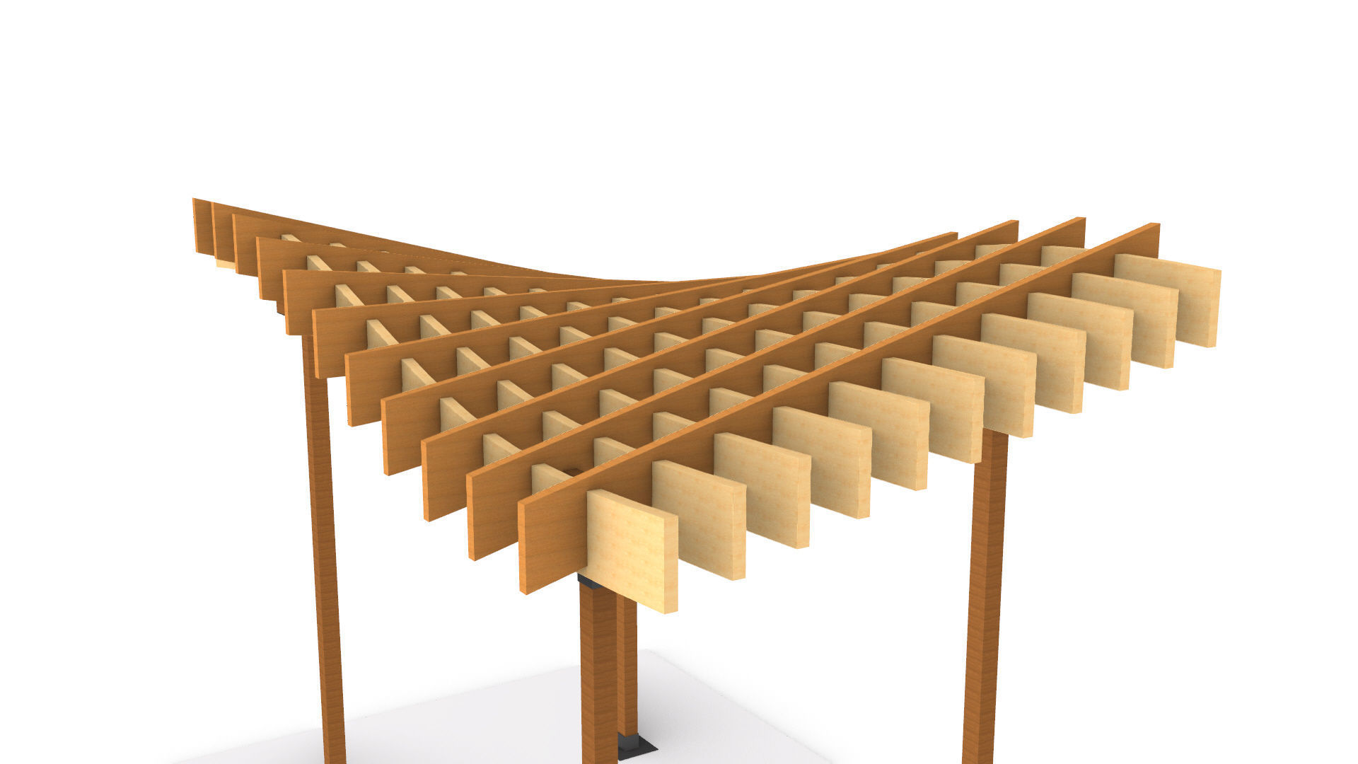 Wavy Parametric Pergola 01 3D model_9