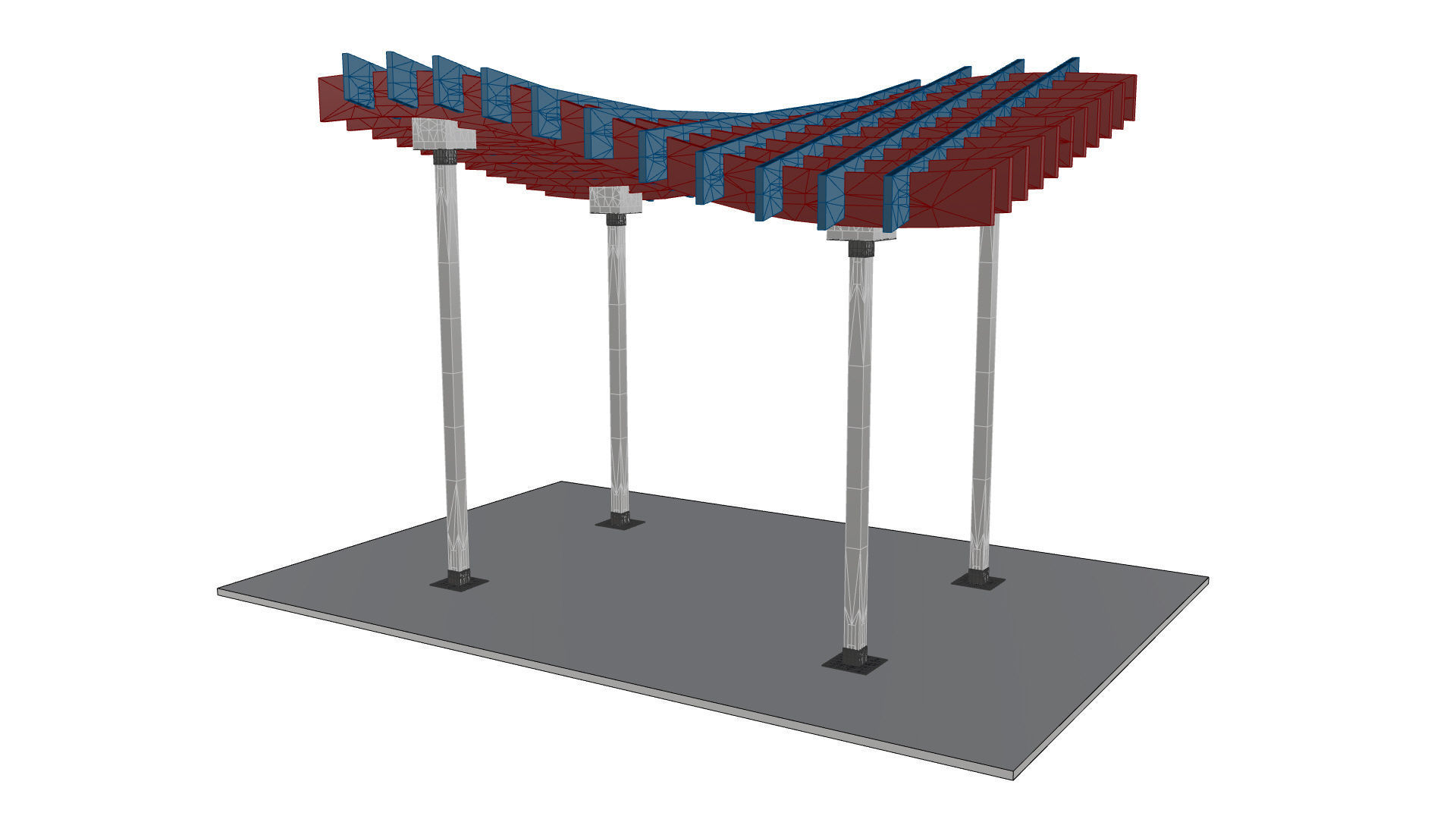 Wavy Parametric Pergola 01 3D model_28