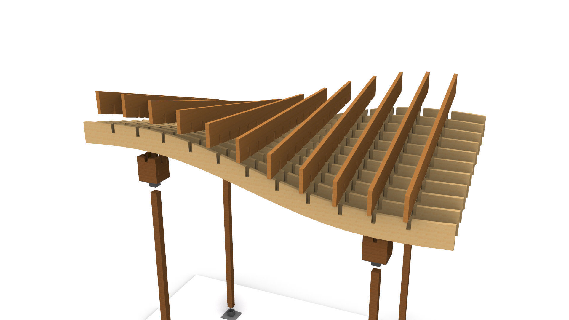 Wavy Parametric Pergola 01 3D model_13