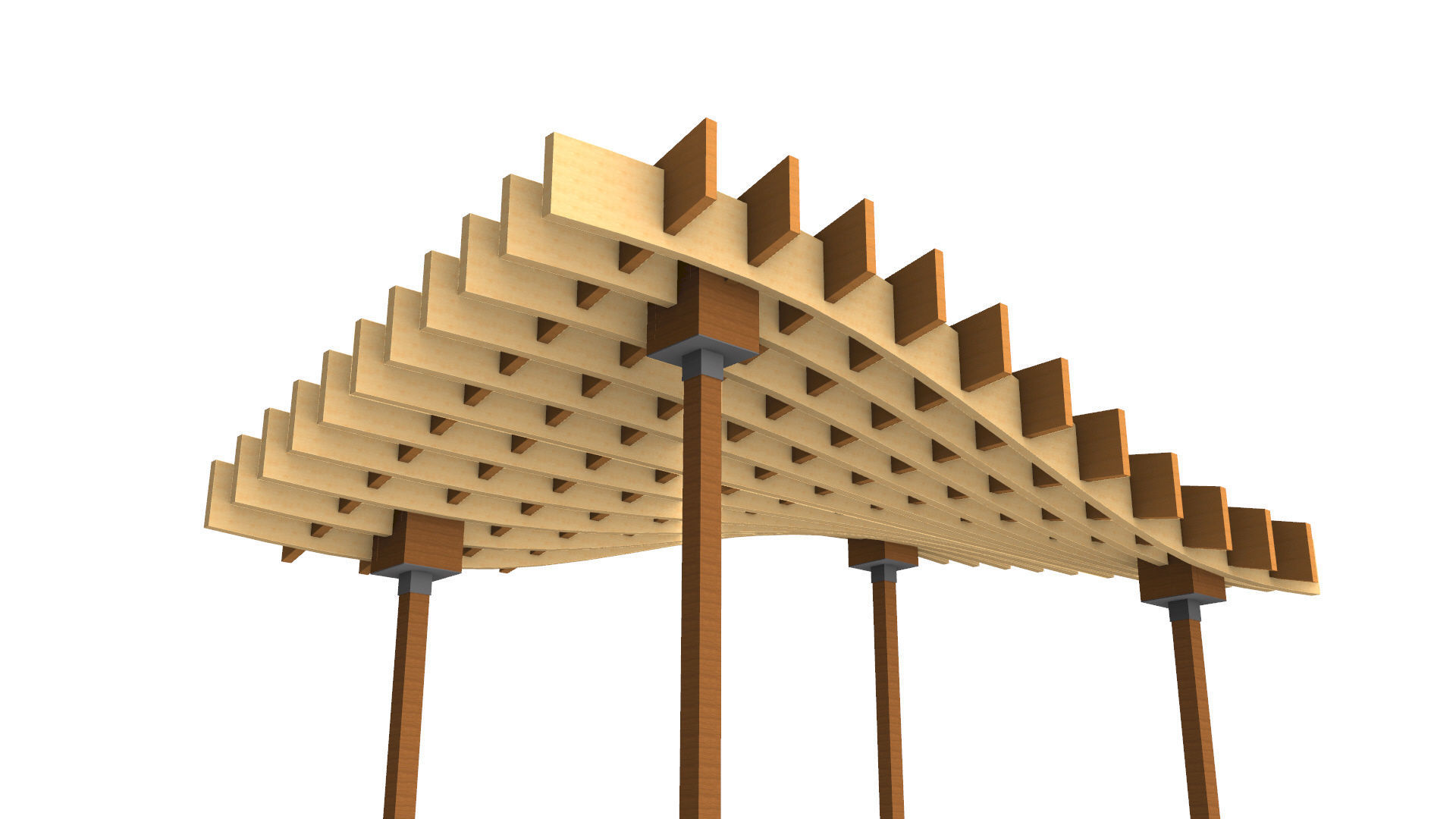 Wavy Parametric Pergola 01 3D model_6