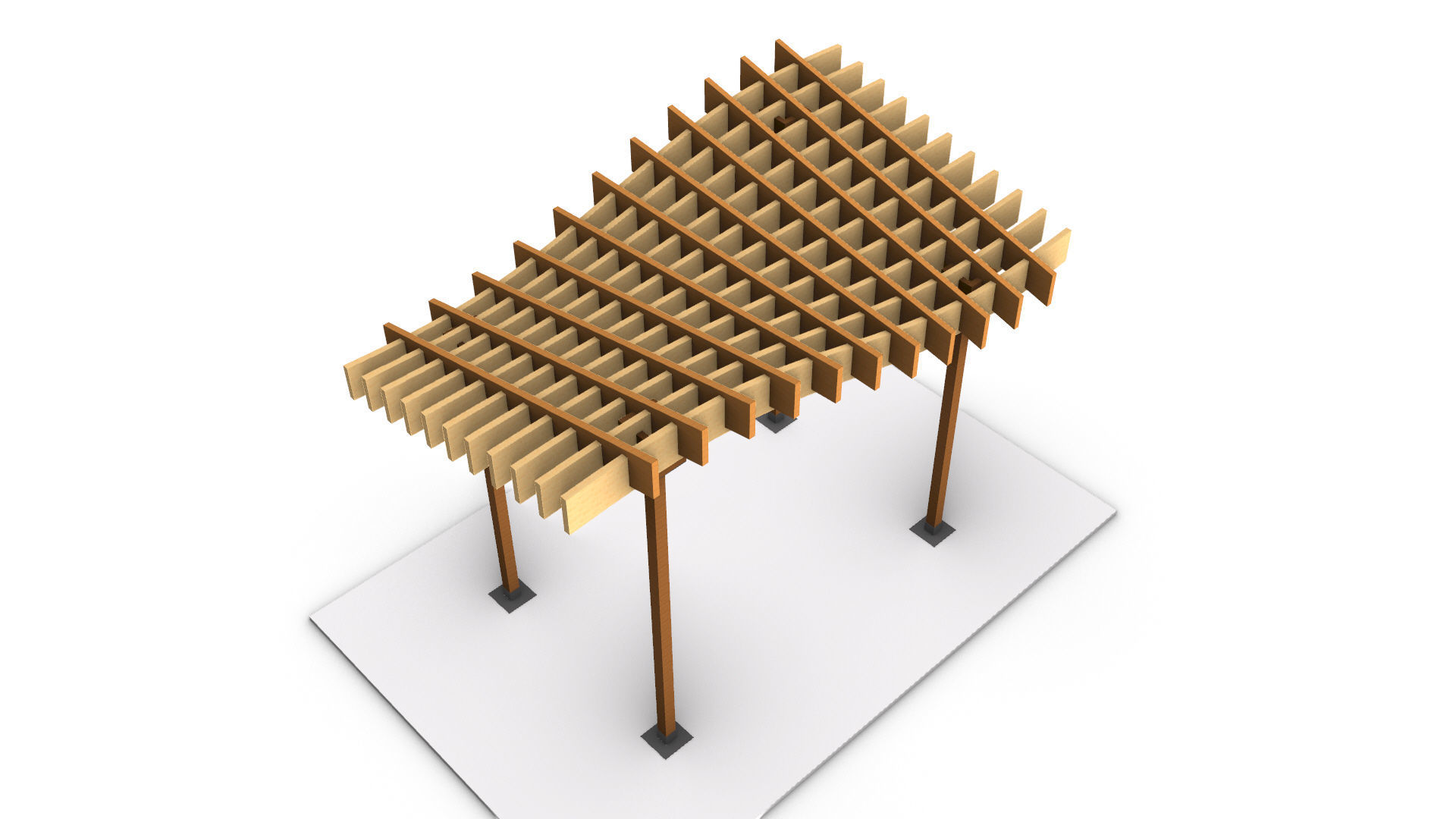 Wavy Parametric Pergola 01 3D model_4