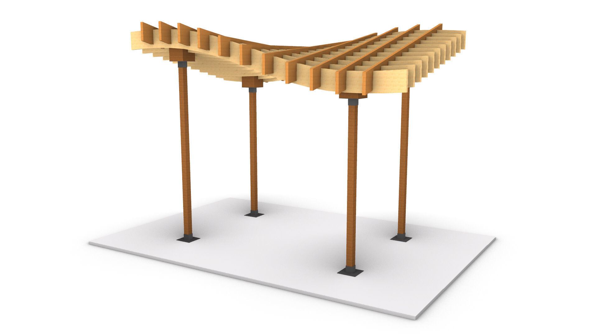 Wavy Parametric Pergola 01 3D model_3