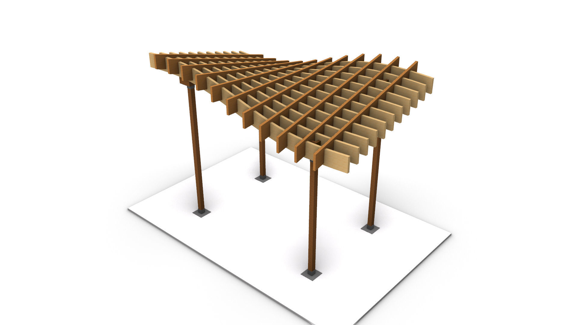 Wavy Parametric Pergola 01 3D model_5