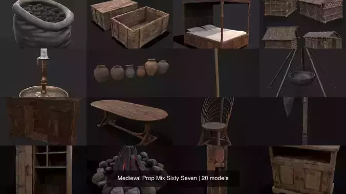 Medieval Prop Mix Sixty Seven 3D Model Collection
