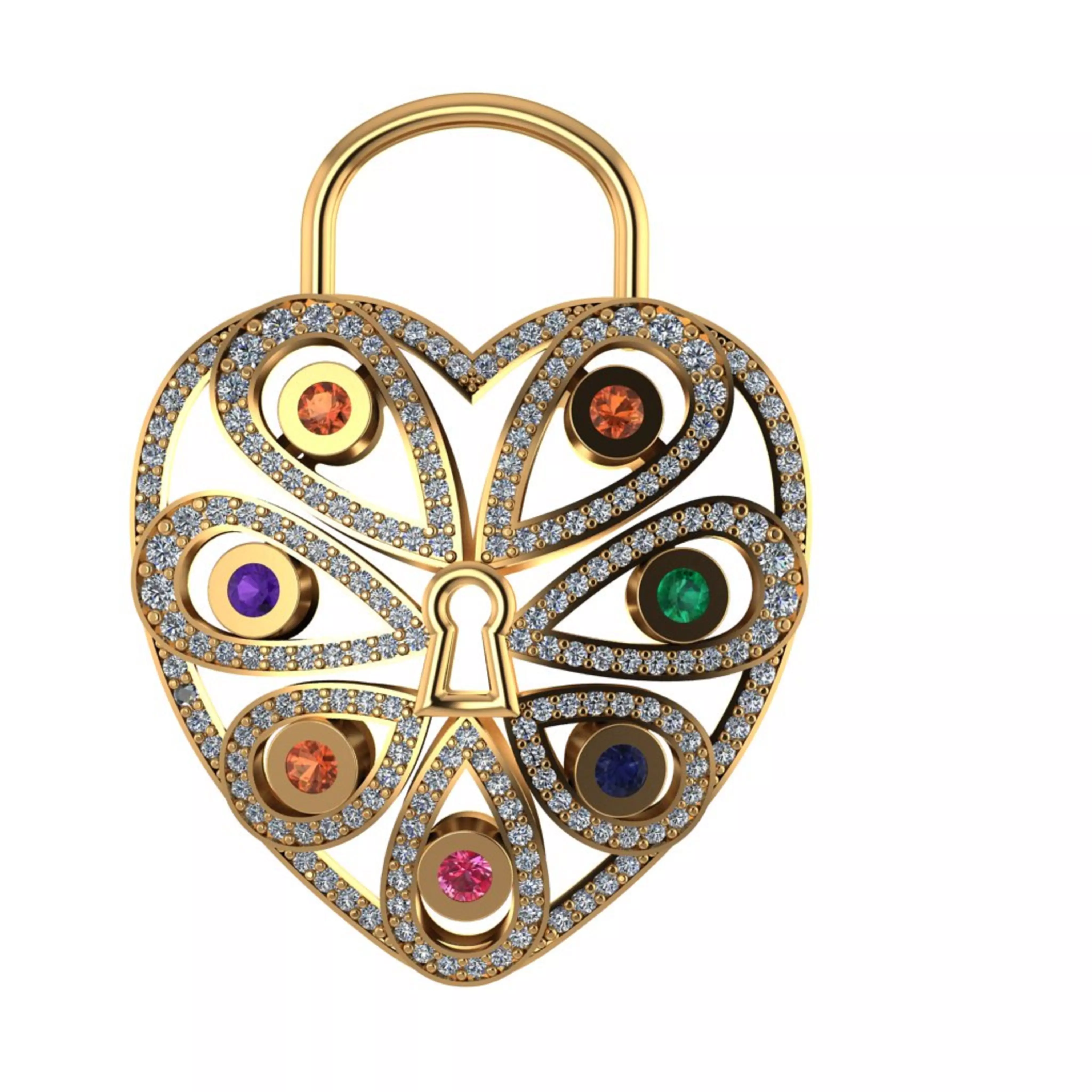 Heart Shaped Lock Necklace 3D print model