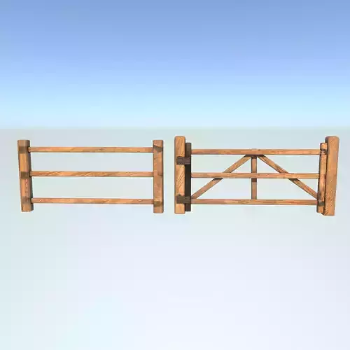 Wooden fence Low-poly 3D mode