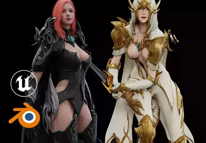 Fantasy Warrior Character  3D Model Collection