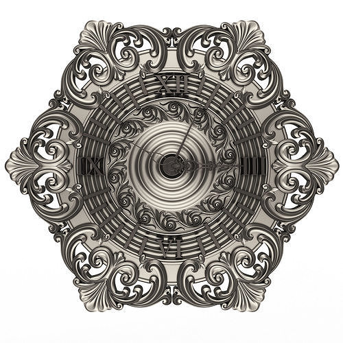 Classic Wall Clock 07 Chrome Low-poly 3D model