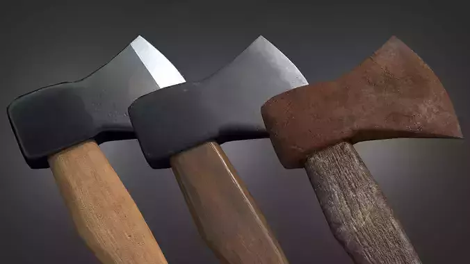 Game Ready Lumberjack Axe with 3 Different Textures Low-poly 3D model
