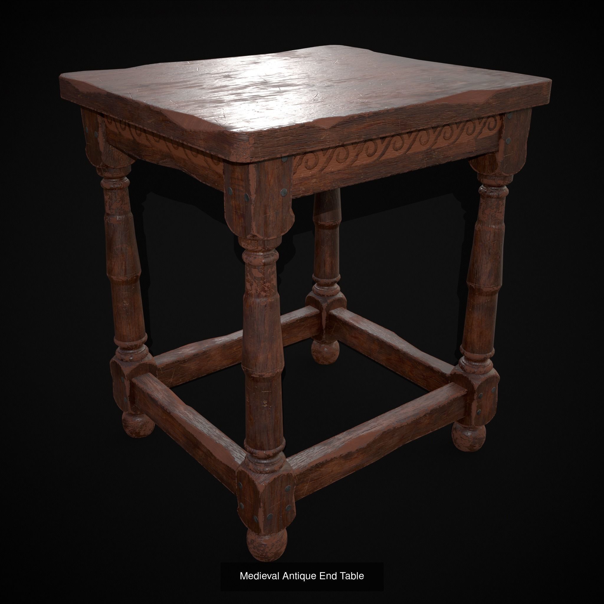 Medieval  Wooden Tables 3D Model Collection_33