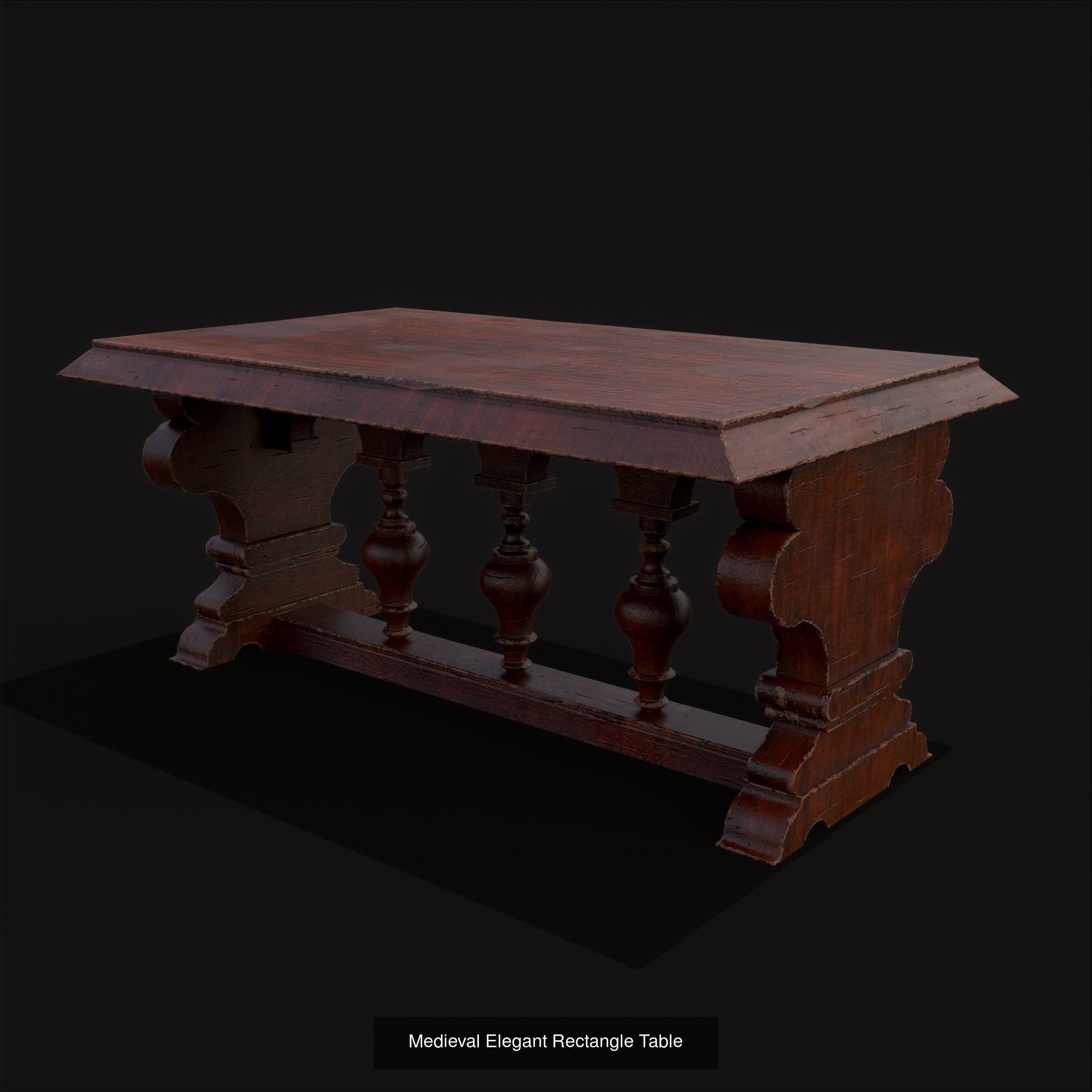 Medieval  Wooden Tables 3D Model Collection_28