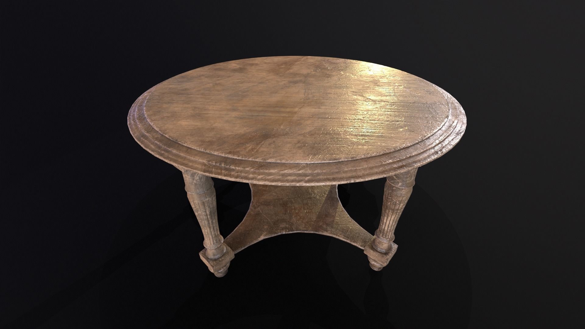 Elegant Round Coffee Table Low-poly 3D model_10