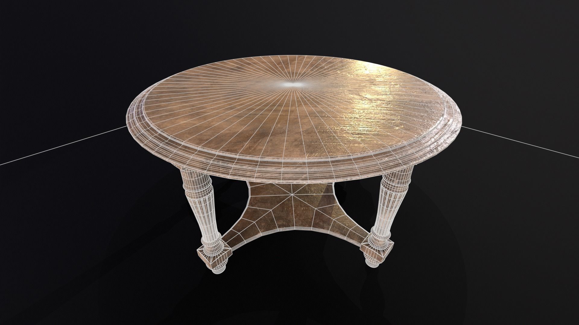 Elegant Round Coffee Table Low-poly 3D model_11
