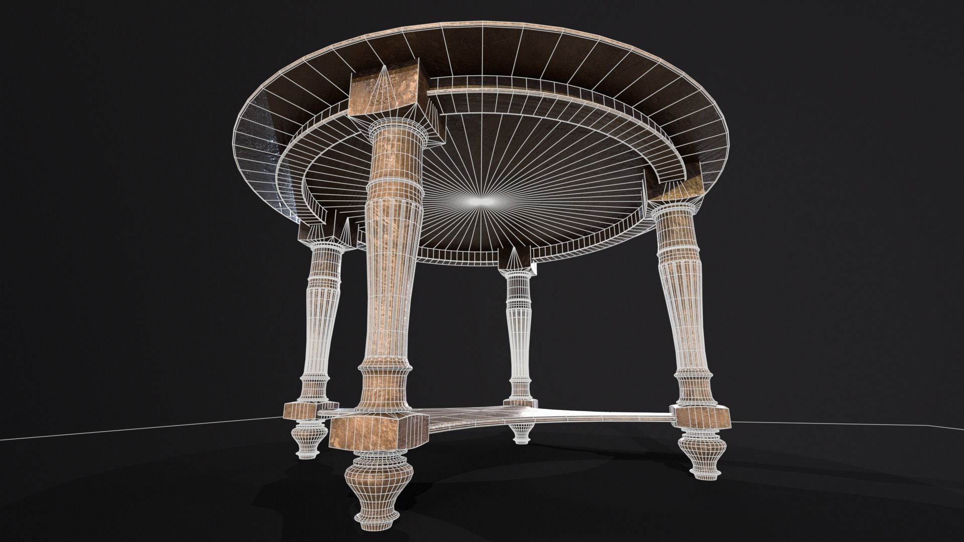 Elegant Round Coffee Table Low-poly 3D model_21