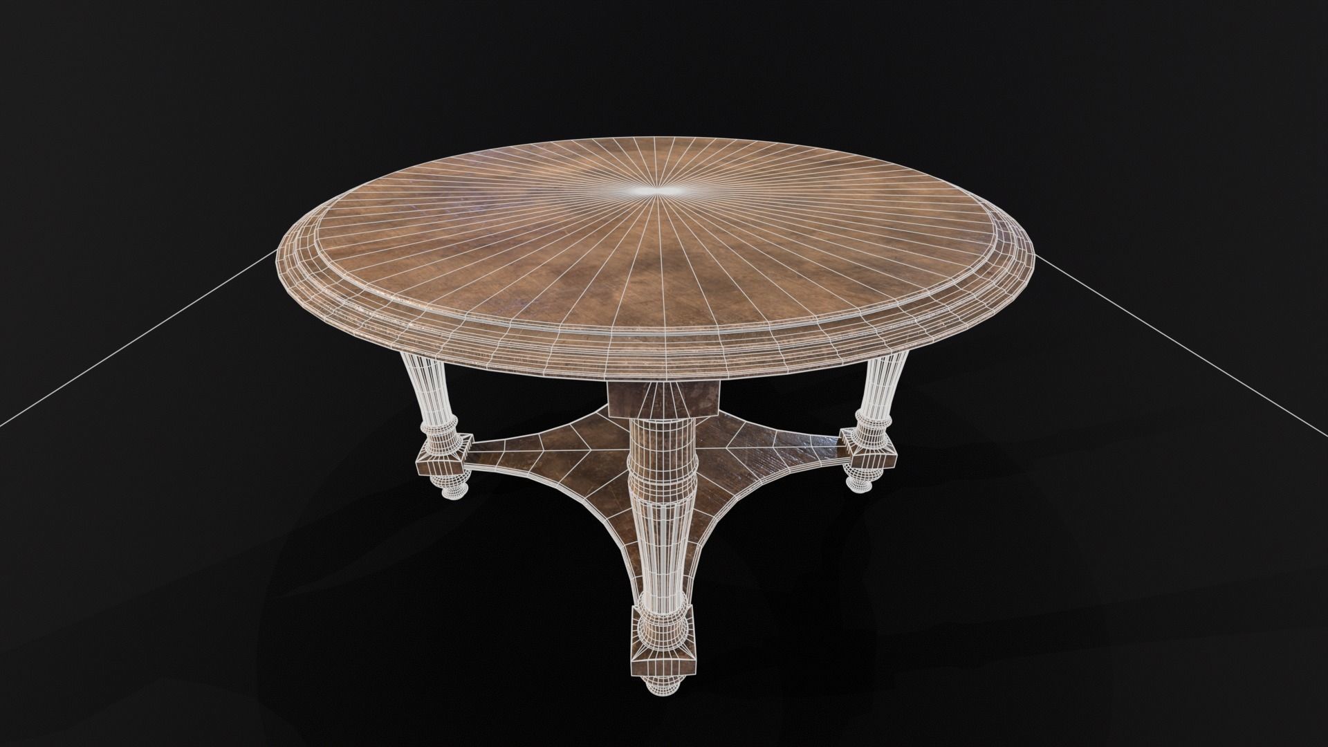 Elegant Round Coffee Table Low-poly 3D model_5