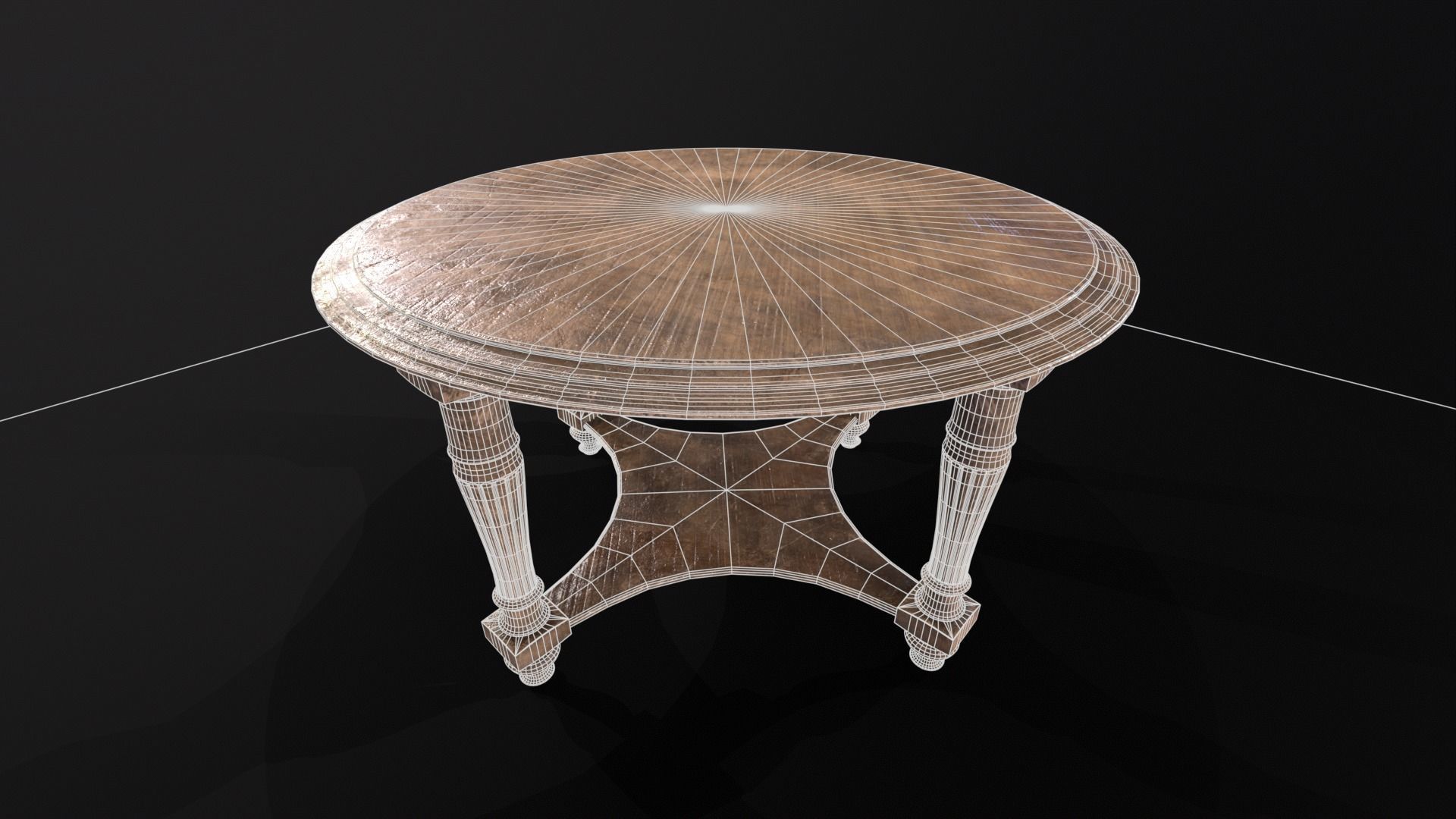 Elegant Round Coffee Table Low-poly 3D model_7