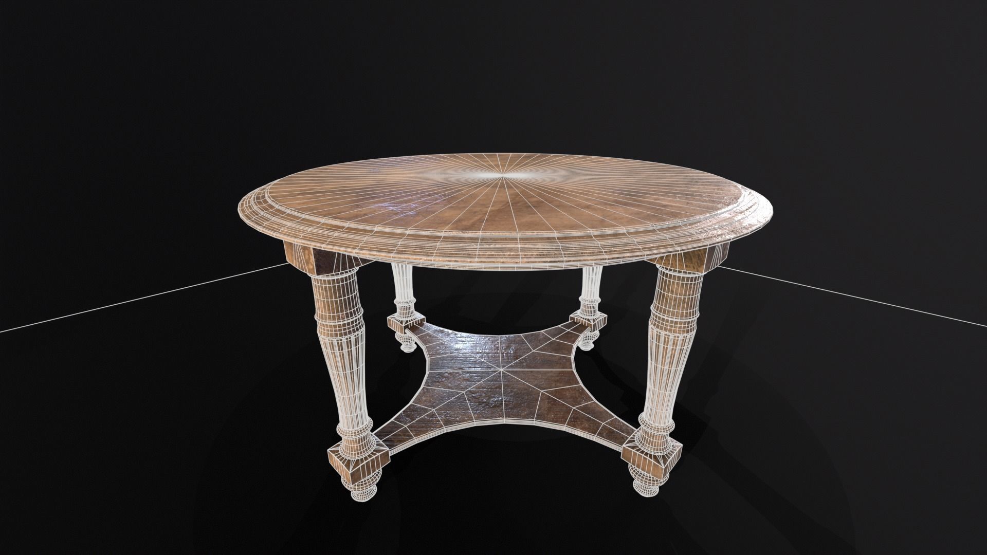 Elegant Round Coffee Table Low-poly 3D model_3