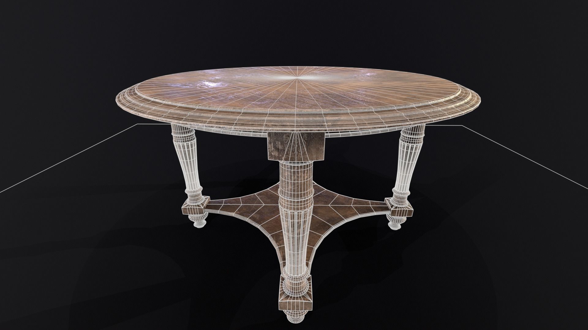 Elegant Round Coffee Table Low-poly 3D model_13