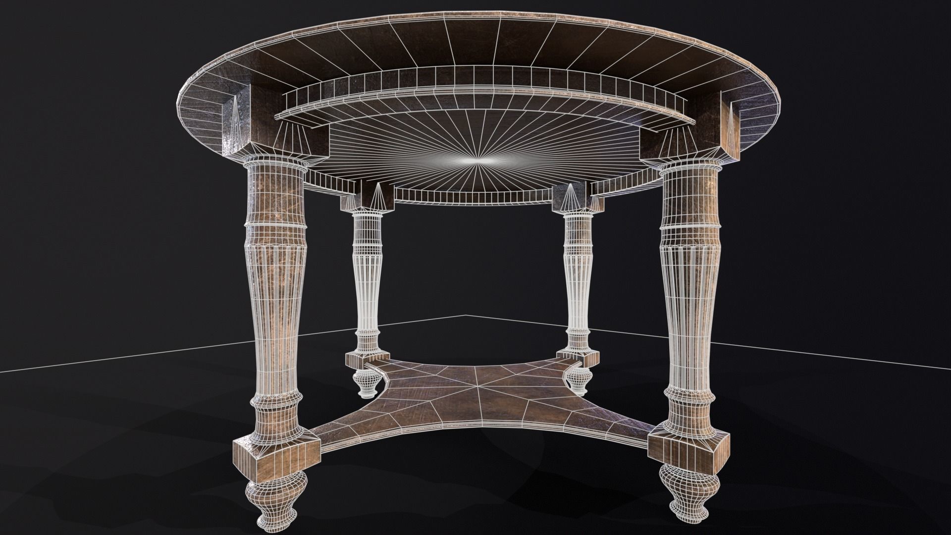 Elegant Round Coffee Table Low-poly 3D model_15