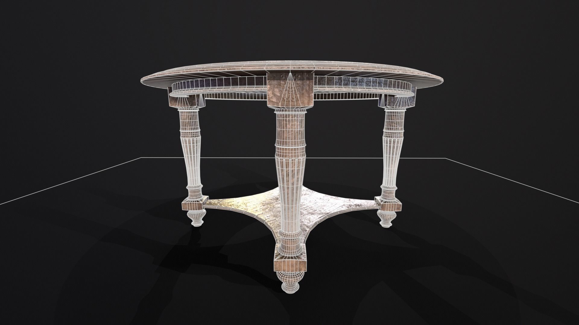 Elegant Round Coffee Table Low-poly 3D model_9