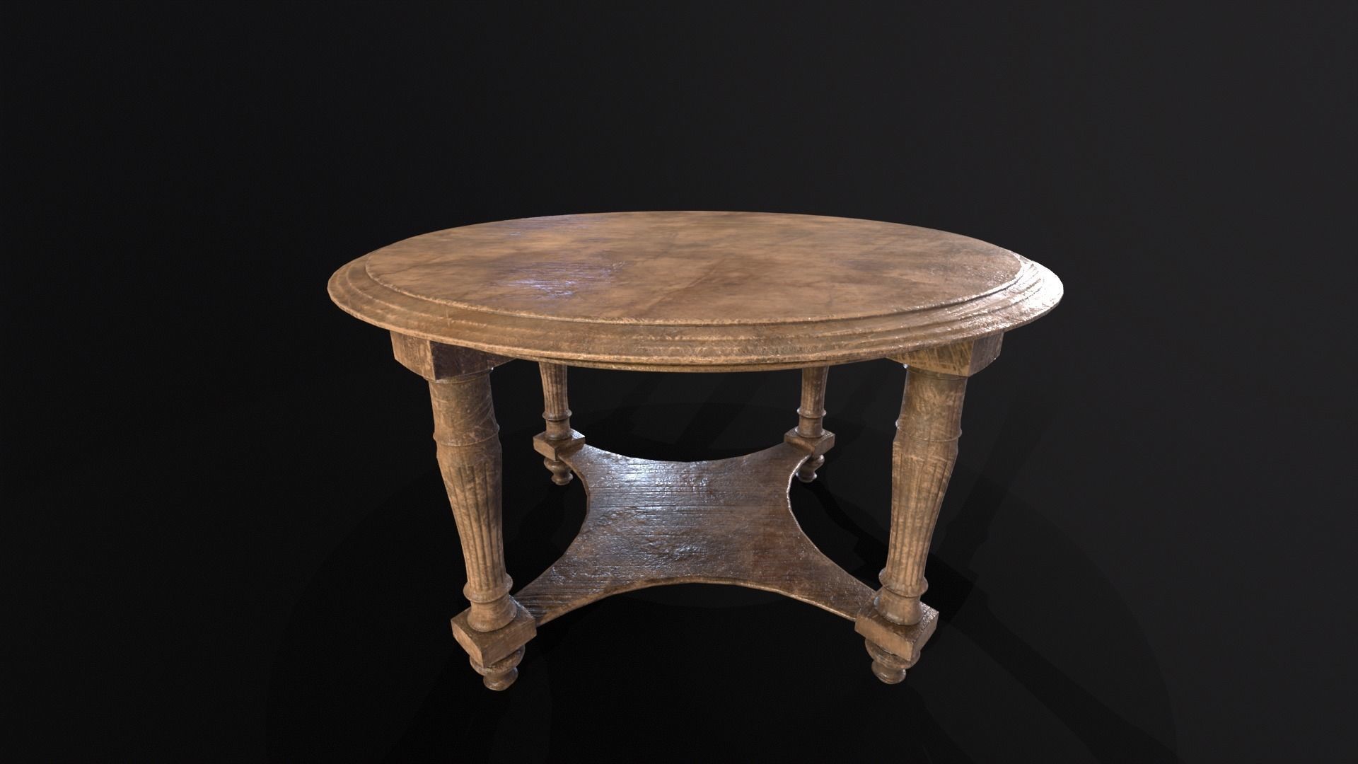 Elegant Round Coffee Table Low-poly 3D model_2