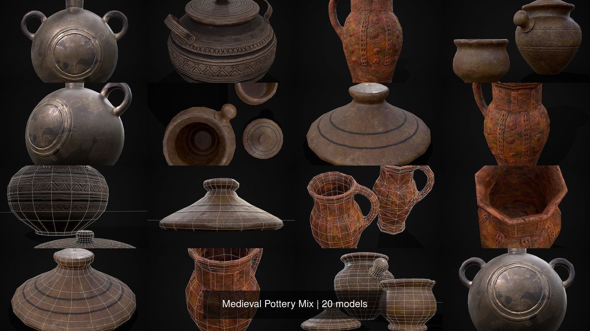 Medieval Pottery Mix 3D Model Collection_22