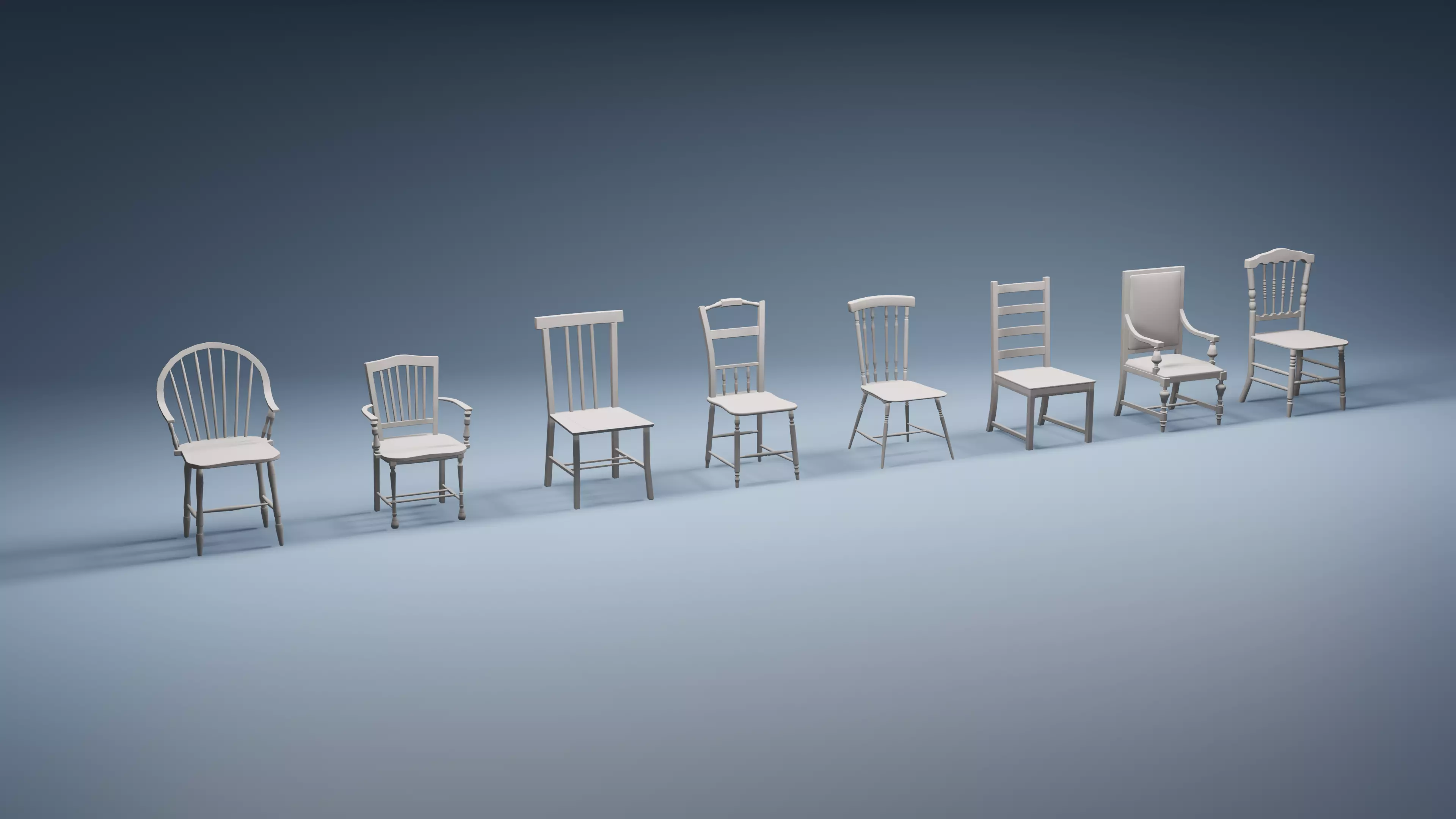 Chairs pack - mid-poly Low-poly 3D model